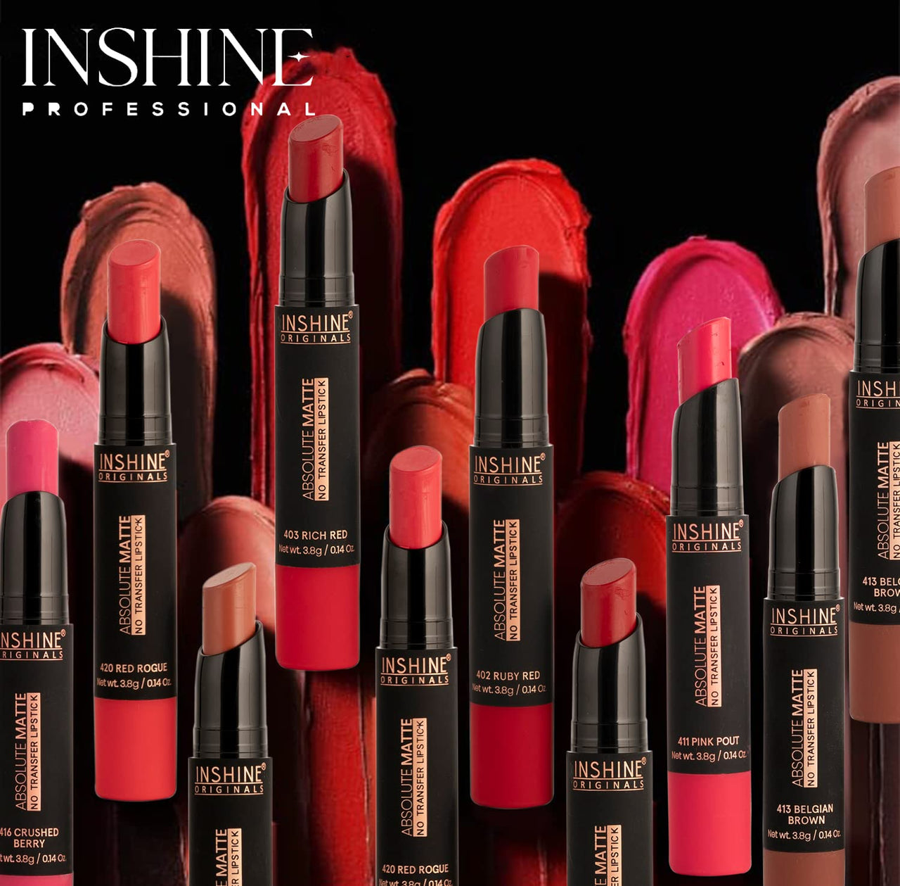 INSHINE Absolute Matte Lipstick - Long-lasting, Transfer-resistant, Velvety Matte Finish with Intense Color, Up to 12 Hours Wear | Perfect for Sophisticated Lips - LOVE CRUSH