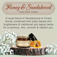 Herbs & Greens Skin Brightening & Anti-aging Honey and Sandalwood Face Cream - Dry/Normal Skin , Forest Honey, Ashwagandha & Brahmi - No Artificial Colour/Fragrance or Base (50 gm)