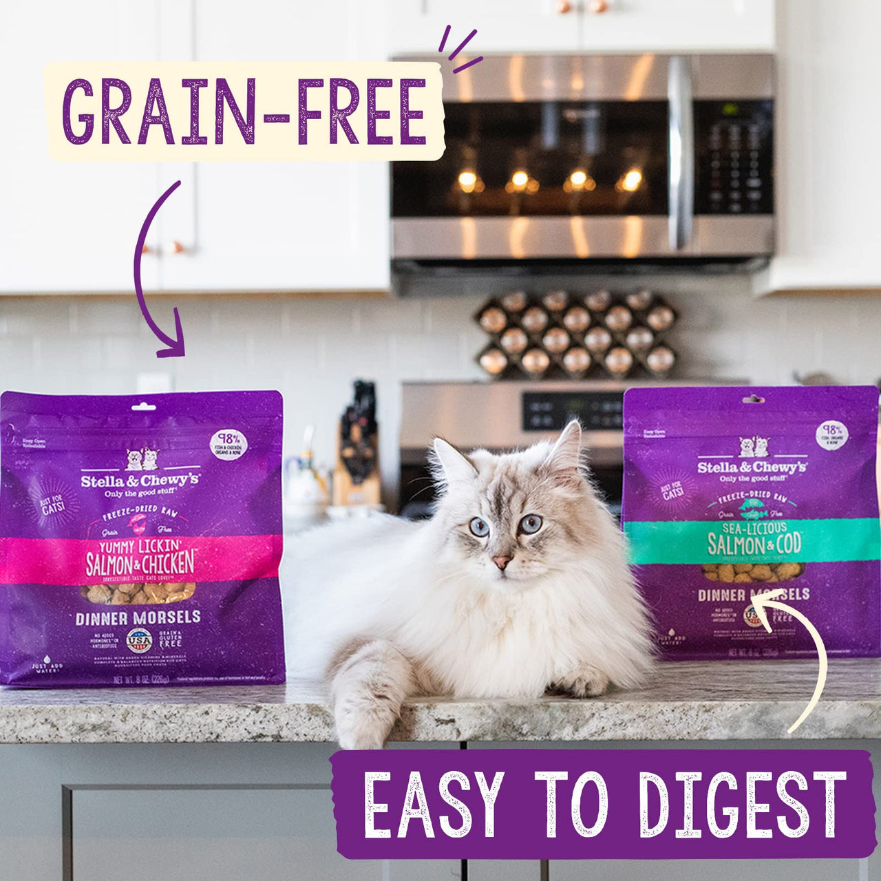 Stella & Chewy's  Freeze-Dried Raw Cat Dinner Morsels – Grain Free, Protein Rich Cat & Kitten Food – Duck Duck Goose Recipe – 8 oz Bag 8 Ounce (Pack of 1)