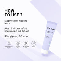 Sereko Sunscreen SPF 50 PA++++ Creme Gel with Zero White Cast for Women & Men | 24hrs Hydration, Quick Absorbing & Non Greasy | UVA+UVB & Blue Light Protection | Suitable to All Skin Type (15ml)