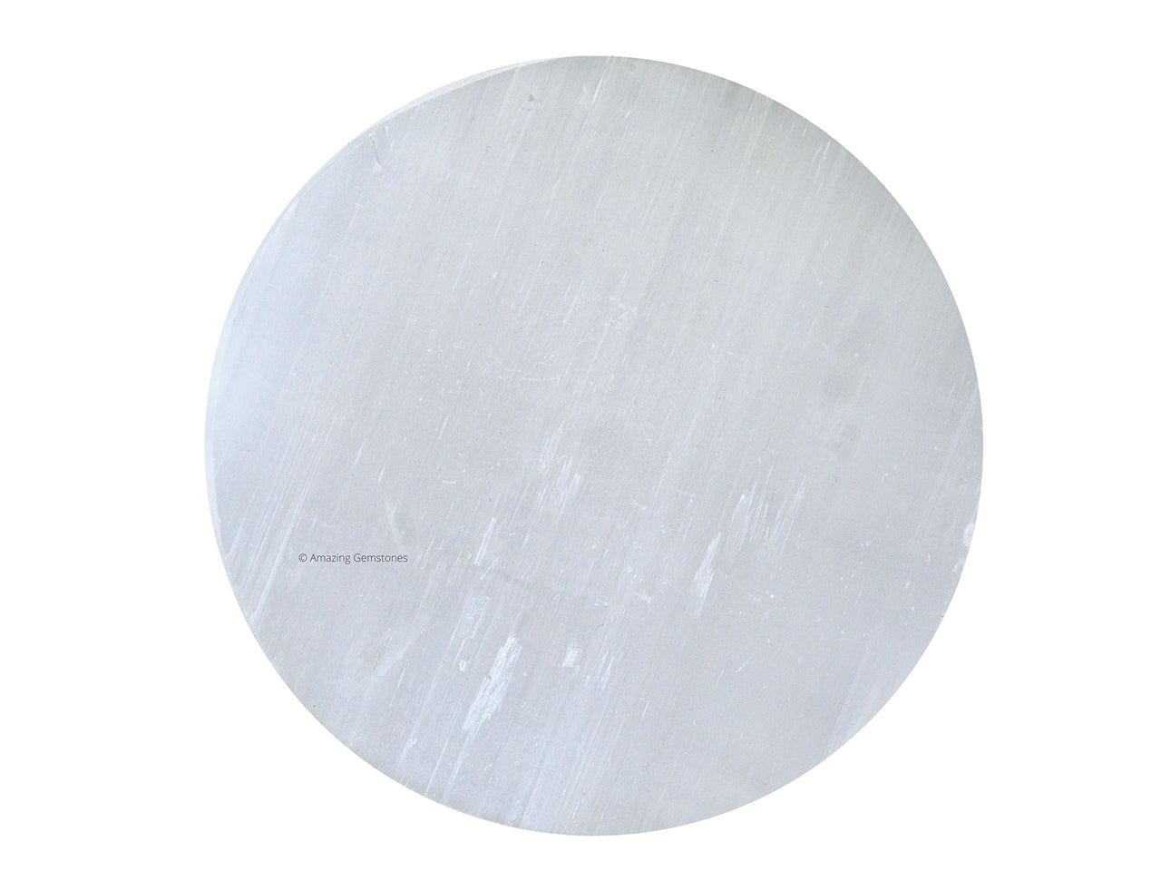 Selenite Crystal Charging Plate For Crystals And Healing Stones, 4.5" Selenite Crystal Plate Coaster For Home Office Table Decor (Selenite Round Disc) Plain