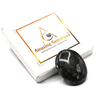Larvikite Palm Stone - Hot Massage Worry Stone for Natural Body Chakra Balancing, Reiki Healing and Crystal Grid Larvikite