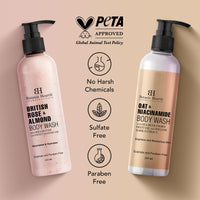 Botanic Hearth Oat Niacinamide and British Rose Almond Body Wash 245 ml each