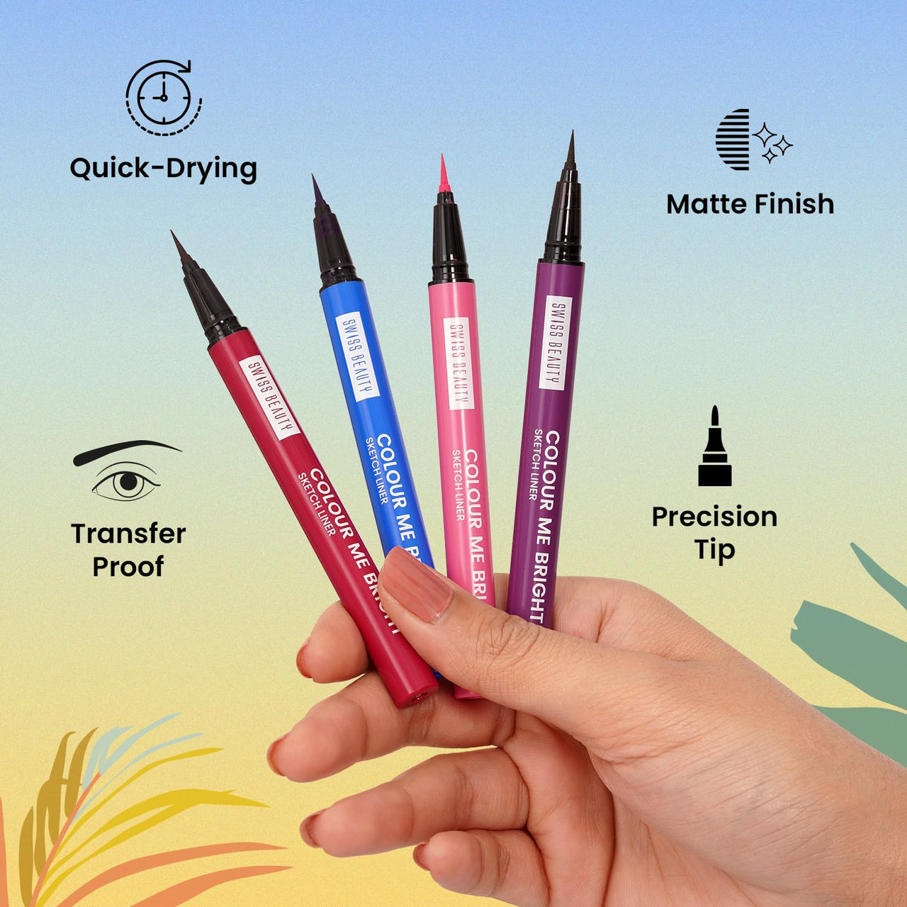 Swiss Beauty Colour Me Bright Matte finish Sketch Eyeliner with soft pen tip applicator | Quick Drying | Waterproof, smudge-proof eyeliner | Shade - Obsessive Blue, 0.7ml