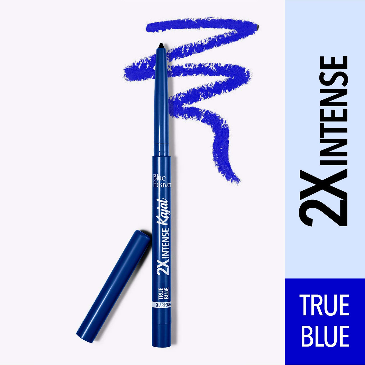 Blue Heaven 2x Intense Kajal Pencil - True Blue, Matte Finish, Waterproof and Smudge Proof Kajal, 0.30gm