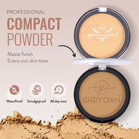 Shryoan Infinite Waterproof Compact Powder| Hides Imperfections, Blends Effectively, Matte Finish and Pressed Powder for All Skin Types (16g) (Natural Almond)