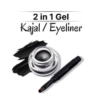 Jersy Girl by Fashion Colour Kajal and Eyeliner With Brush|24 Hours Long Lasting and Smudge Proof | Waterproof | Intense Colour | 2 in 1 Kajal and Eyeliner Combo | Lasting Drama Gel Eyeliner | 3.8g (Black)