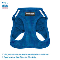 Voyager Step-in Air All Weather Mesh Harness and Reflective Dog 5 ft Leash Combo with Neoprene Handle, for Small, Medium and Large Breed Puppies by Best Pet Supplies - Set (Royal Blue), XL