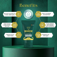 BOHEM Skin Brightening Face Wash for Men |100ml Pack of 2 | Anti Acne FaceWash for Glowing & Brightening Skin with 0.5% Salicylic Acid, Goodness of Black Tea Extract & Glycerine | All Skin Types