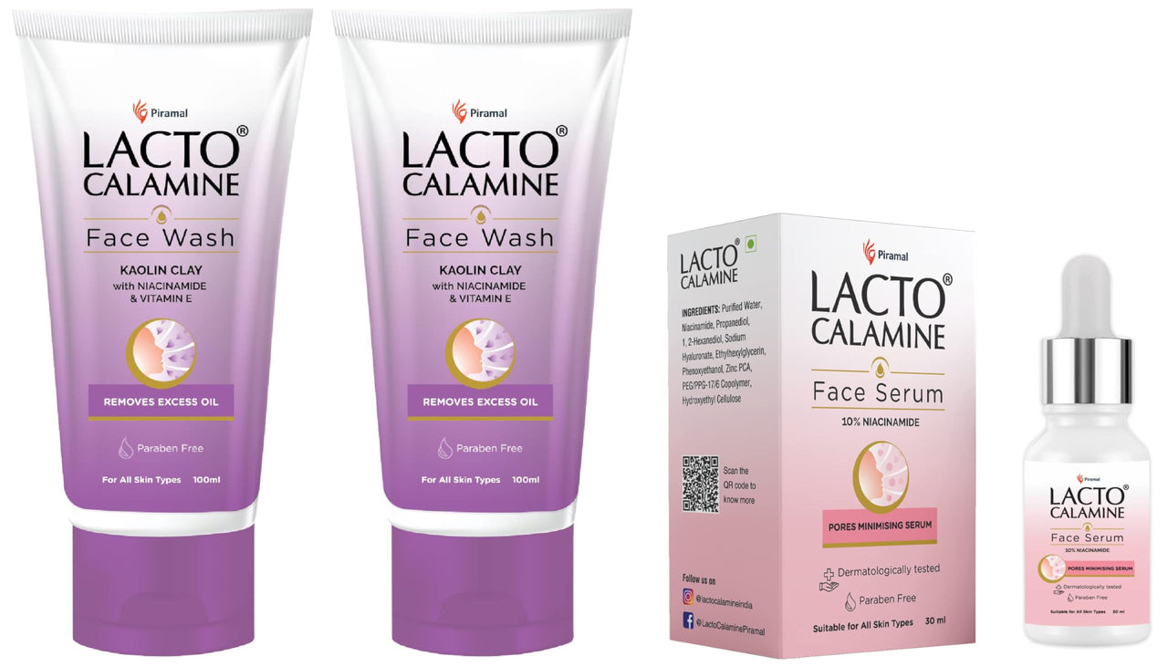 Lacto Calamine 10% Niacinamide face serum & Lacto Calamine Daily Face Wash with Kaolin Clay