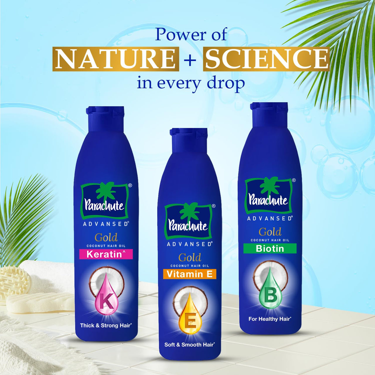 Parachute Advansed Gold Vitamin E Coconut Hair Oil| Long & Soft Hair | For All Hair Type| No Paraben & Silicones| 300ml