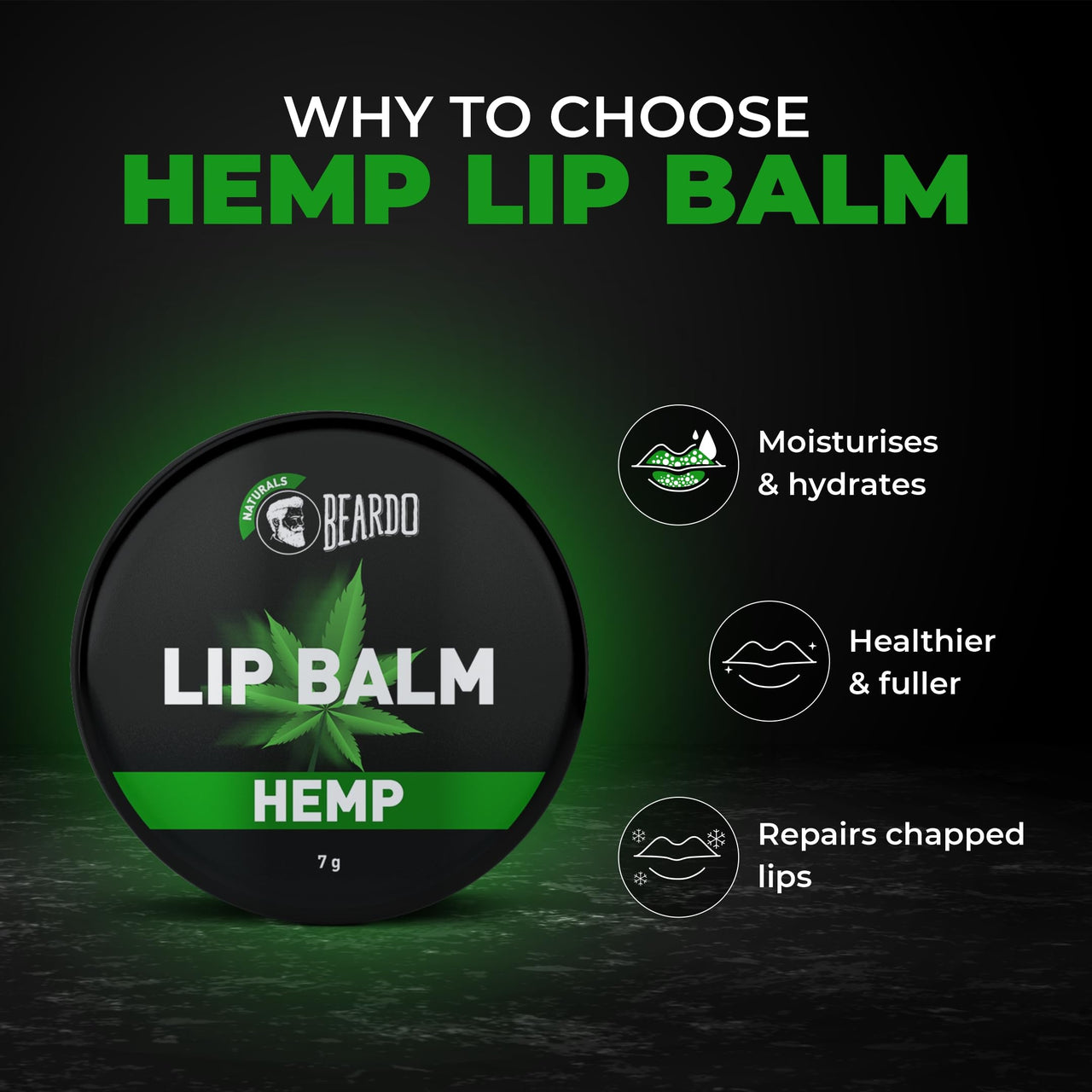 Beardo Hemp Lip Repair & Protection| Non-Tinted Lip Balm for Men | Nourishing Lip Care with Hemp Seeds | 7g