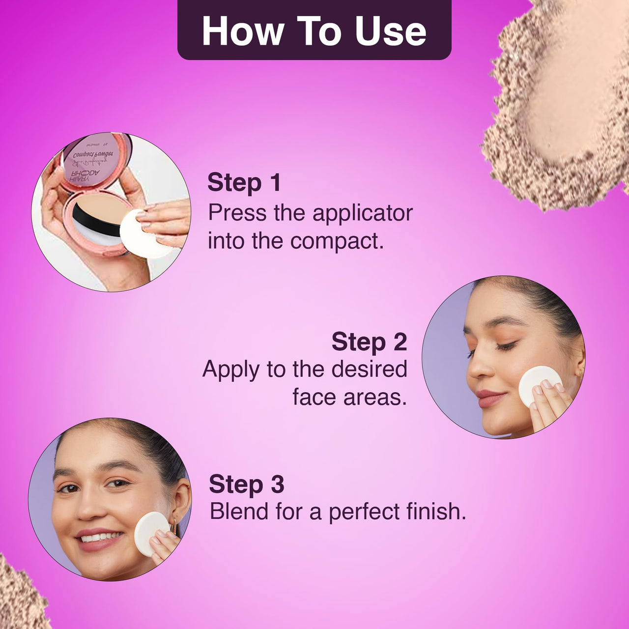 Hilary Rhoda Skin Perfecting Compact Powder | Oil Control & Matte Finish | Buildable Coverage | Blends Easily | Hides Imperfections | 6g (Vanilla Creme | Shade 01)