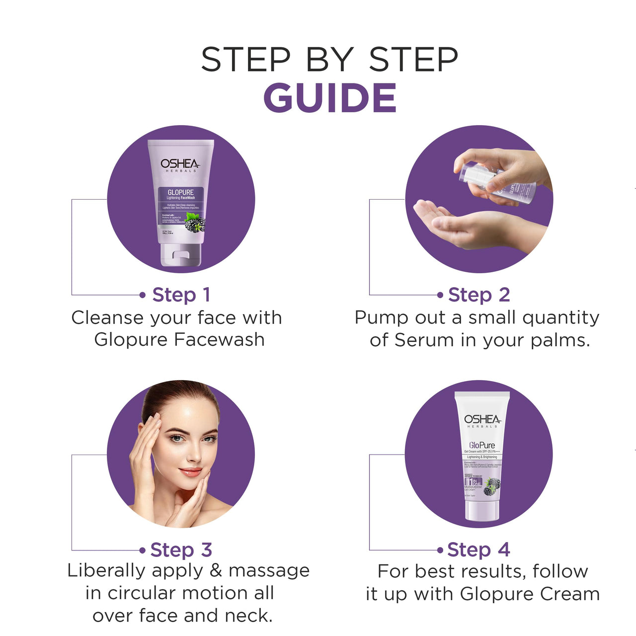Oshea Herbals Glopure Lightening Face Serum For Normal Skin Type | Hydrates, Lightens & Evens Skin Tone | Enriched with Lemon Peel & Liquorice Extracts - 30ml