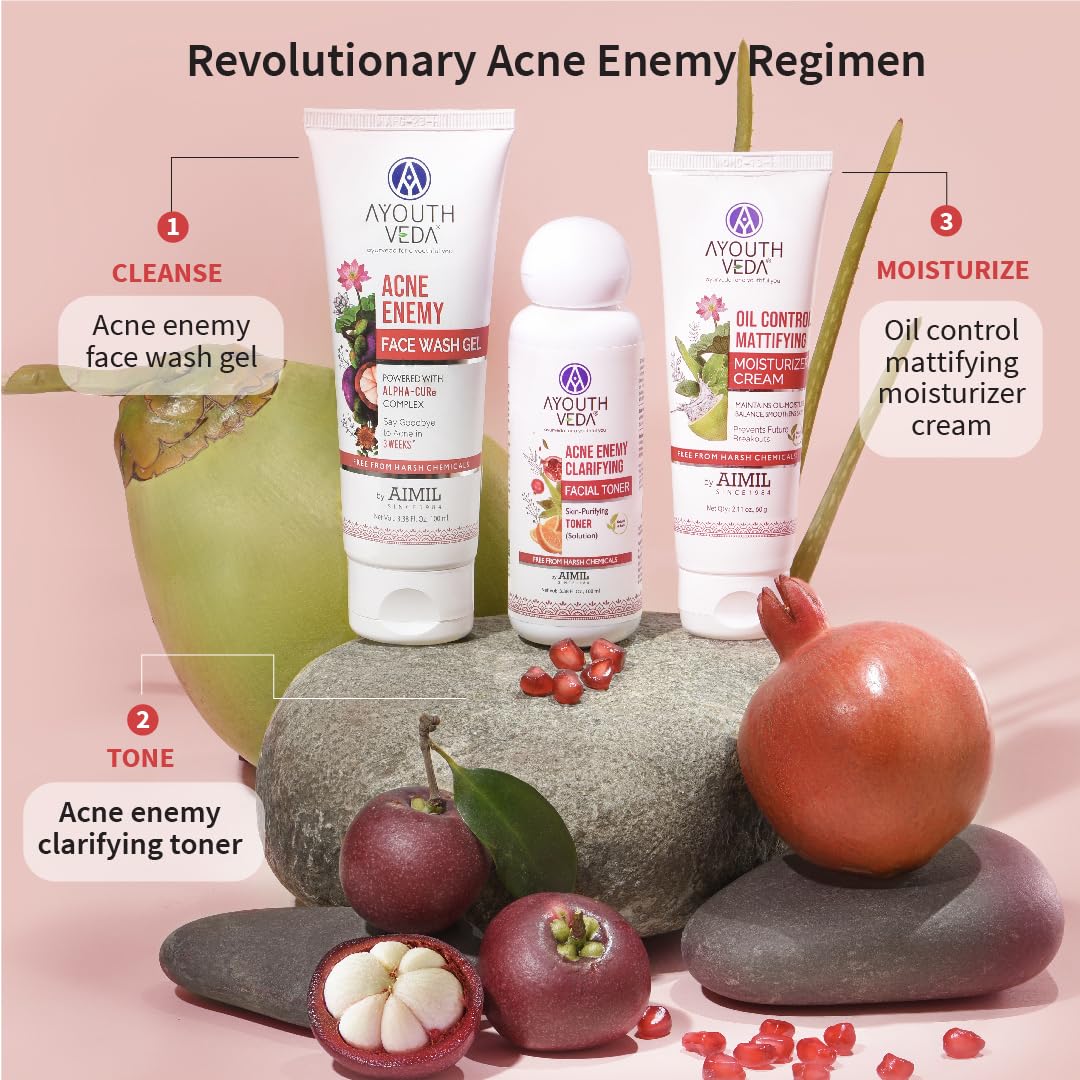 Ayouthvea Acne Enemy 100 ml Face Wash Gel For Acne & Pimples |Face Wash for Oily Skin and Pimples | Anti Pimple Cleanser | Suitable for All Skin Types (Pack Of 2-100ml each)