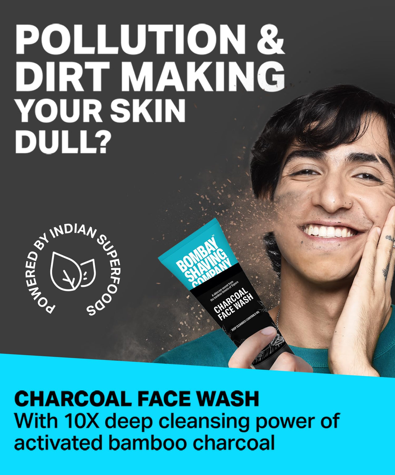 Bombay Shaving Company Charcoal Face Wash, Fights Pollution and Acne, Oil Control For Men & Women - 100g
