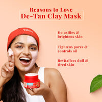 Olivia De Tan Clay Mask with Tomato Juice | Tan Removal Face Mask for All Skin Types | Provides Deep Cleansing, Removes Blackheads & Improves Skin Texture | Detan Pack for Smooth Radiant Skin | 100g