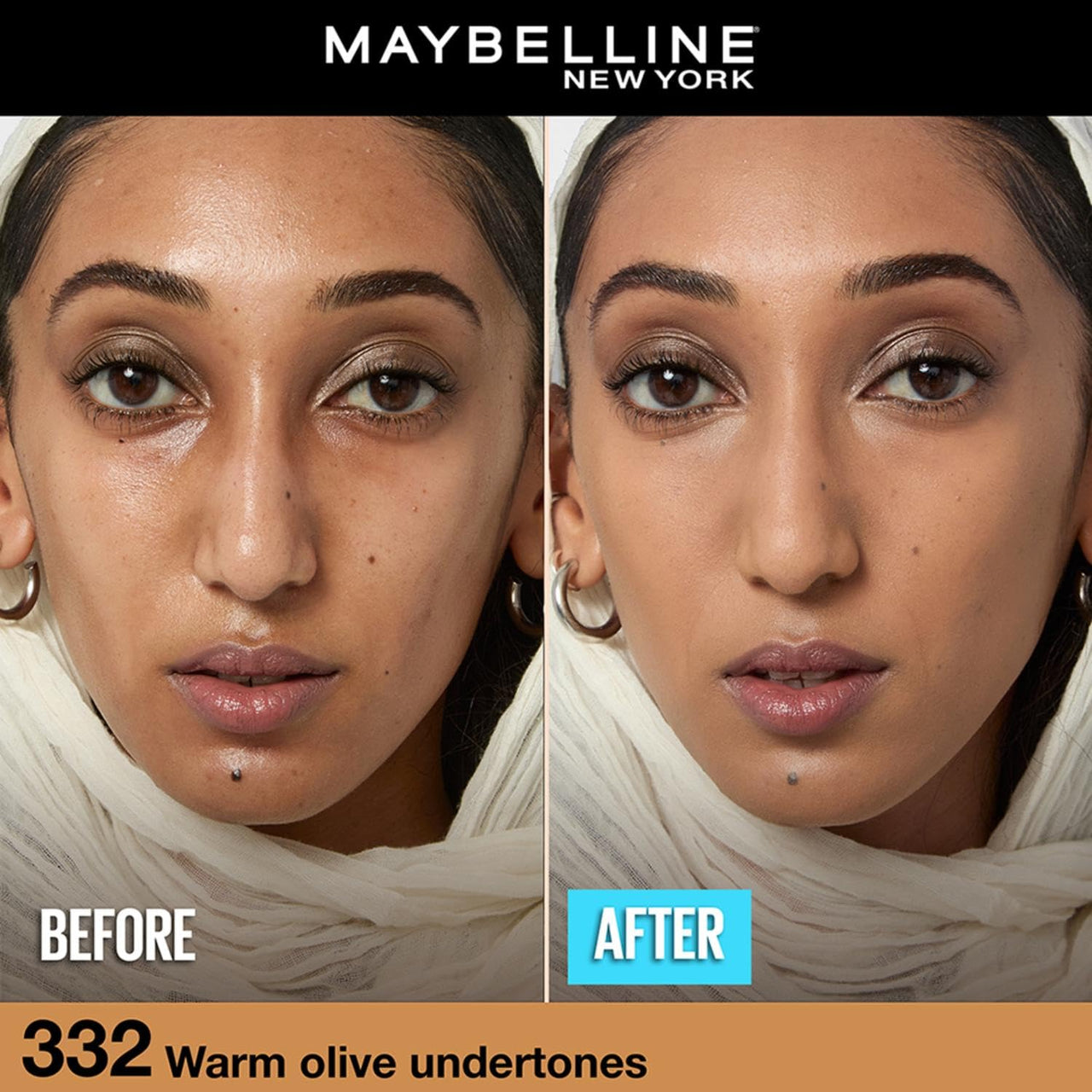 Maybelline New York Liquid Foundation, Matte Finish, With SPF, Absorbs Oil, Fit Me Matte + Poreless, 332 Golden Caramel, 30ml