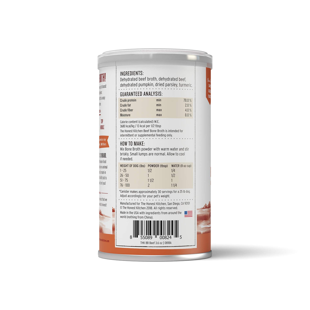 The Honest Kitchen Daily Boosts: Instant Beef Bone Broth Liquid Treat with Turmeric for Dogs and Cats, 3.6oz Pumpkin 3.6 Ounce (Pack of 1)
