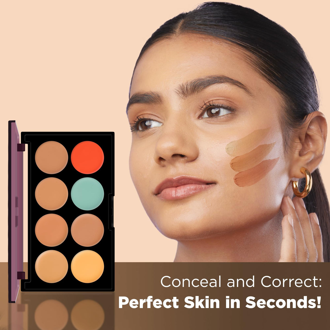Hilary Rhoda Concealing & Contouring | 8 Shades in Palette | Colour Corrects with High Coverage | Face Palette | Hides Dark Spots & Pigmentation | Buildable Coverage | 12g (Shade-2)