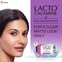 Lacto Calamine Oil Control Face Wipes with Neem, Vitamin B3 and Aloe Vera White, 60 Count, Pack of 2 & Lacto Calamine Daily Cleansing Face Wipes, Pack of 2, 50 Count