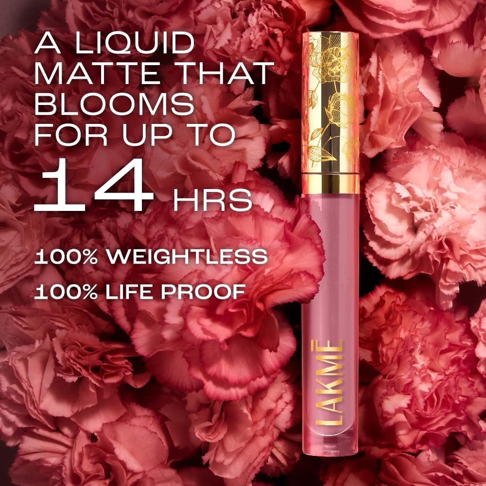 Lakmé Rouge Bloom Matte Lip Liquid, Matte Finish, Longlasting For Up To 14 Hours, Quick Drying & Transfer-Proof, Infused With Vita Rose For Smooth & Moisturised Lips - Enchanted Woods