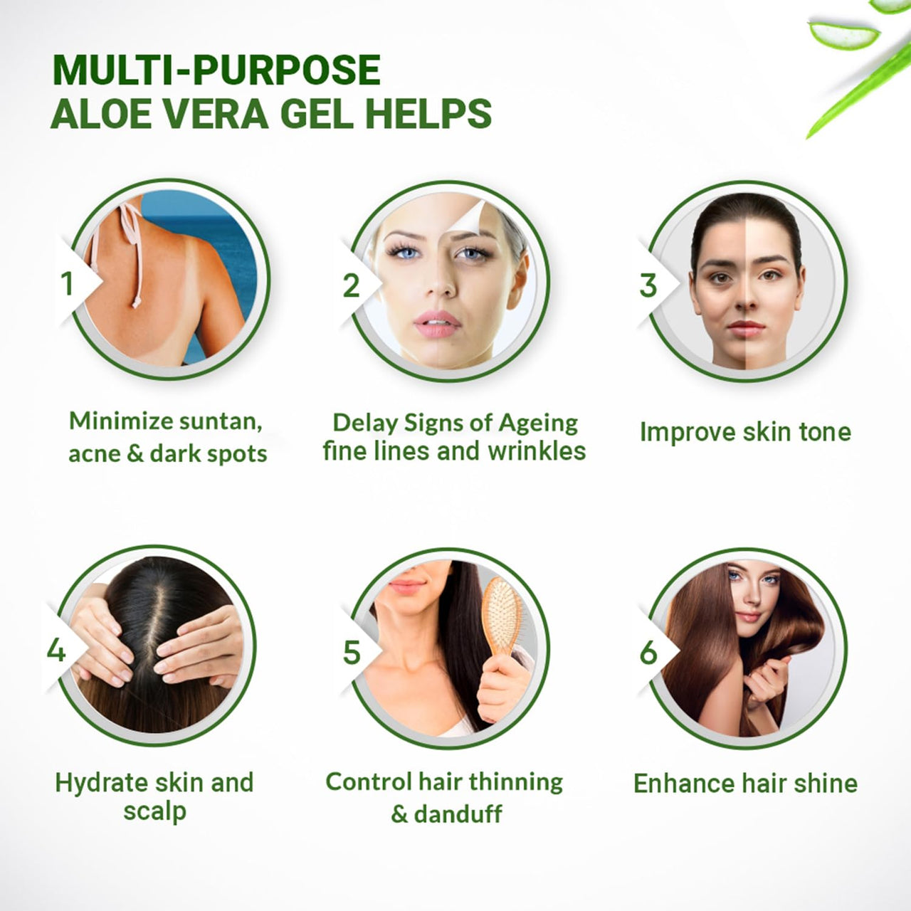 INDUS VALLEY Bio Organic Pure Multipurpose Aloe Vera Gel With Green Tea Extract For Face, Body & Hair,For Glowing & Soothing Skin, Anti-Ageing & Acne, Suitable to All Skin Type - 50ml