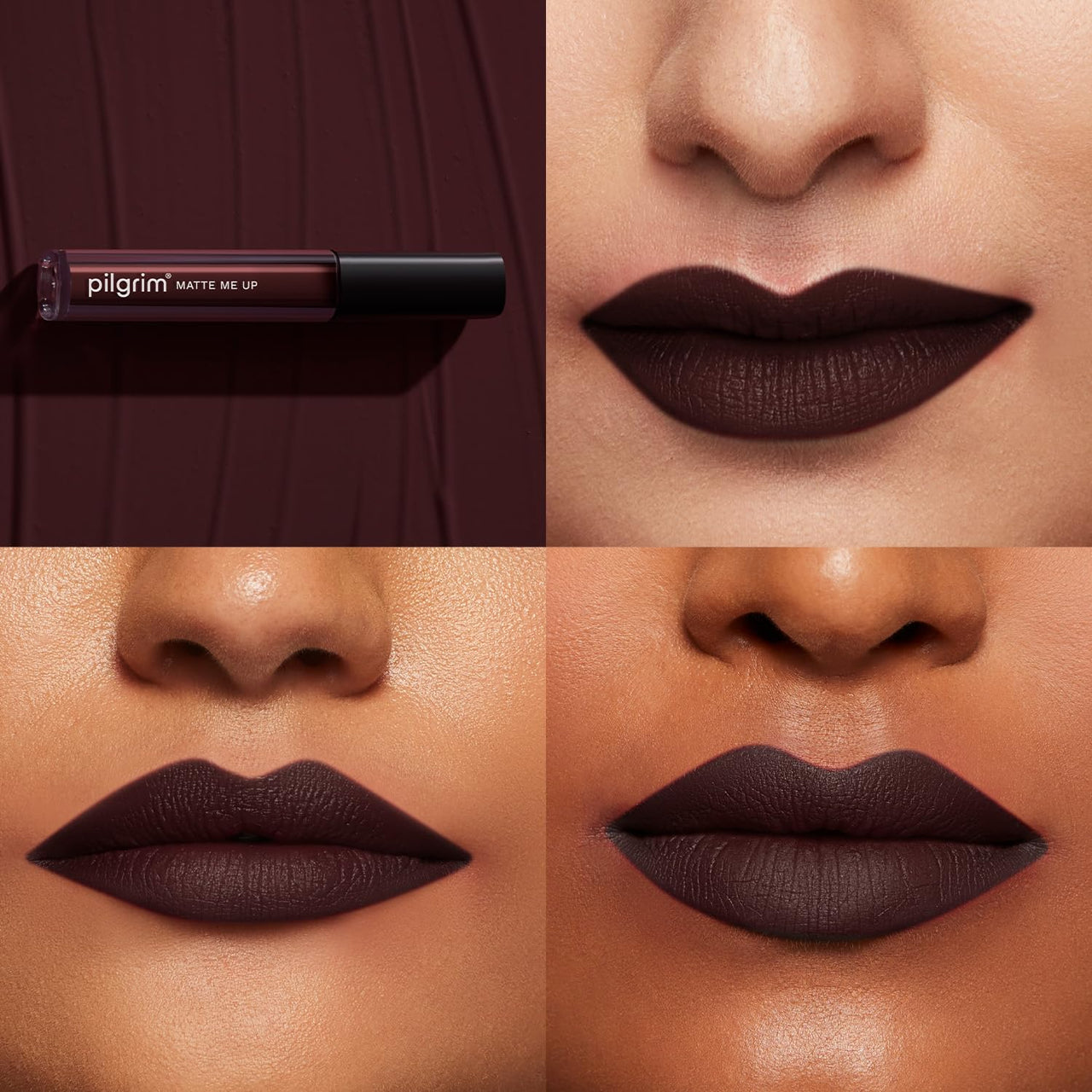 Pilgrim Liquid Matte Lipstick - Dark Seduction | Lipstick for Women with Hyaluronic Acid & Spanish Squalane | Transferproof, Long Lasting & Non Drying with Hydrating Ingredients 3gms
