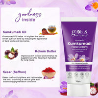 Globus Naturals Ayurvedic Kumkumadi Skin Lightening Face Cream, Chemical Free, Paraben Free, Suitable For All Skin Types, 50gm
