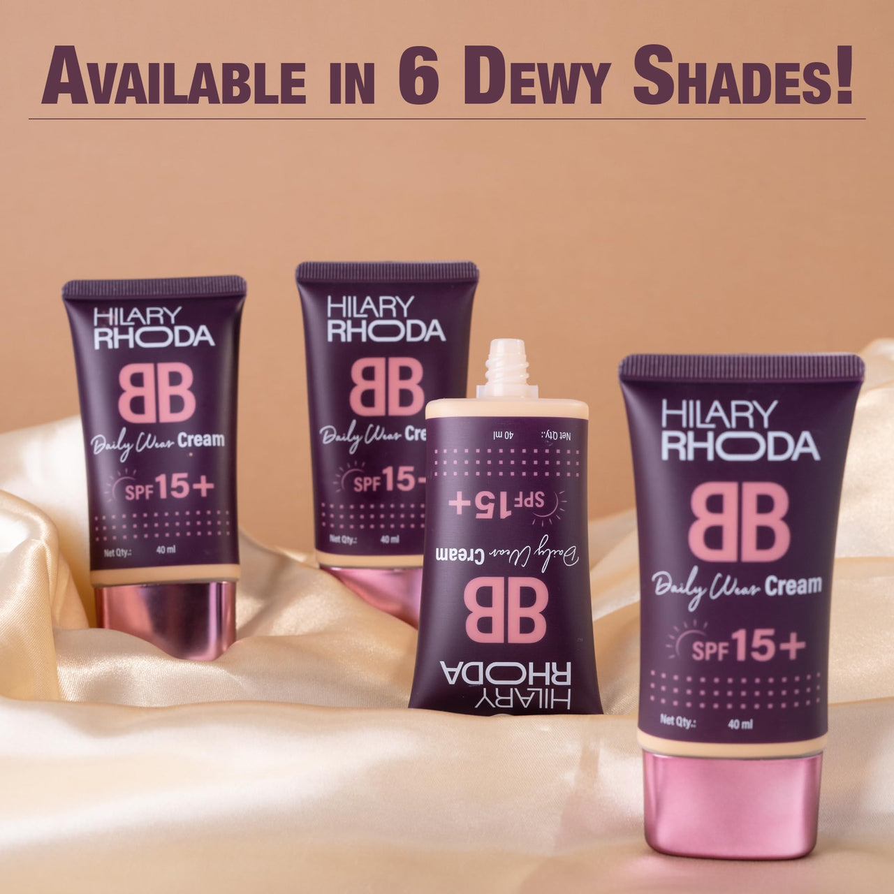 Hilary Rhoda BB Cream with SPF 15 | Infused with Wheat Germ Oil & Jojoba Seed Oil | Weightless Formula | Hides Blemishes, Dark Spots & Pigmentation - 40ml (Shell White - Shade 1)