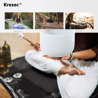 Kresec 8 Inch 432Hz Perfect Pitch Crystal Singing Bowl A Note (±10 cents) Third Eye Chakra with O-ring and Mallet for Meditation, Yoga, Spiritual and Body Healing and Energy Cleansing