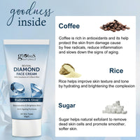 Globus Naturals Revival Diamond Face Cream, For Soft & Glowing Skin, Even Tones Skin & Improves Skin Texture, Non- Sticky Cream, Natural & Ayurvedic Formula, 50gm