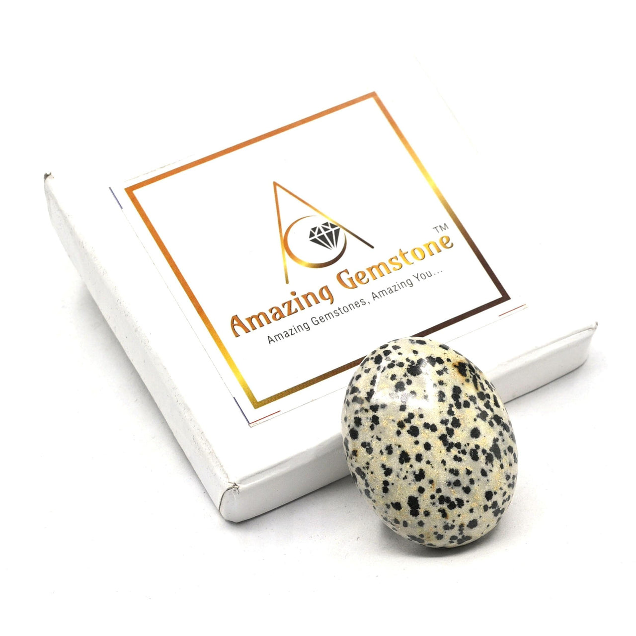 Dalmatian Jasper Palm Stone - Hot Massage Worry Stone for Natural Body Chakra Balancing, Reiki Healing and Crystal Grid Dalmatian Jasper