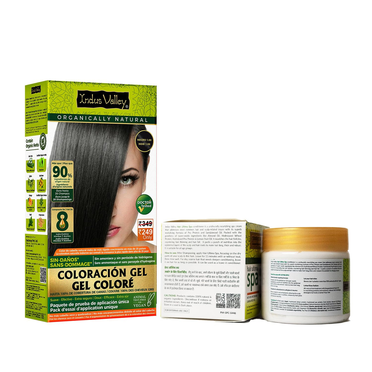 INDUS VALLEY Hair Color Trial Pack | Black With Hair Ultima Spa (175 ml)