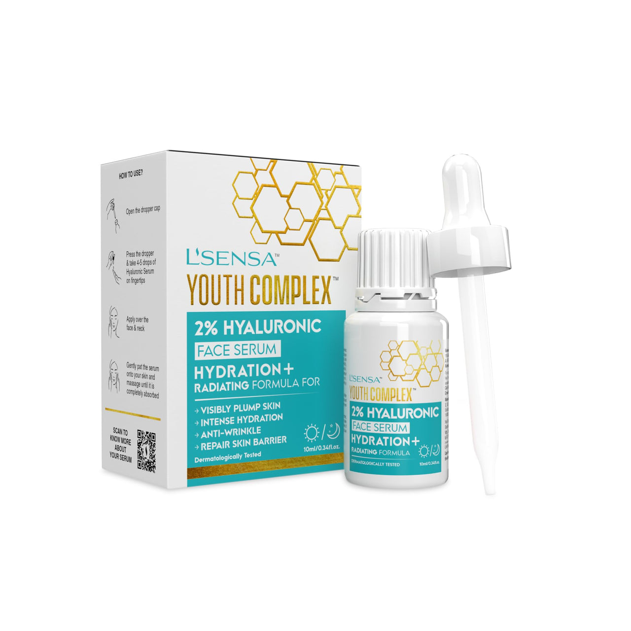 L'SENSA 2% Hyaluronic Serum | Face Serum | Visibly Plump Skin, Intense Hydration, Anti-Wrinkle, Repair skin Barrier| For All Skin Types | 10 ML.