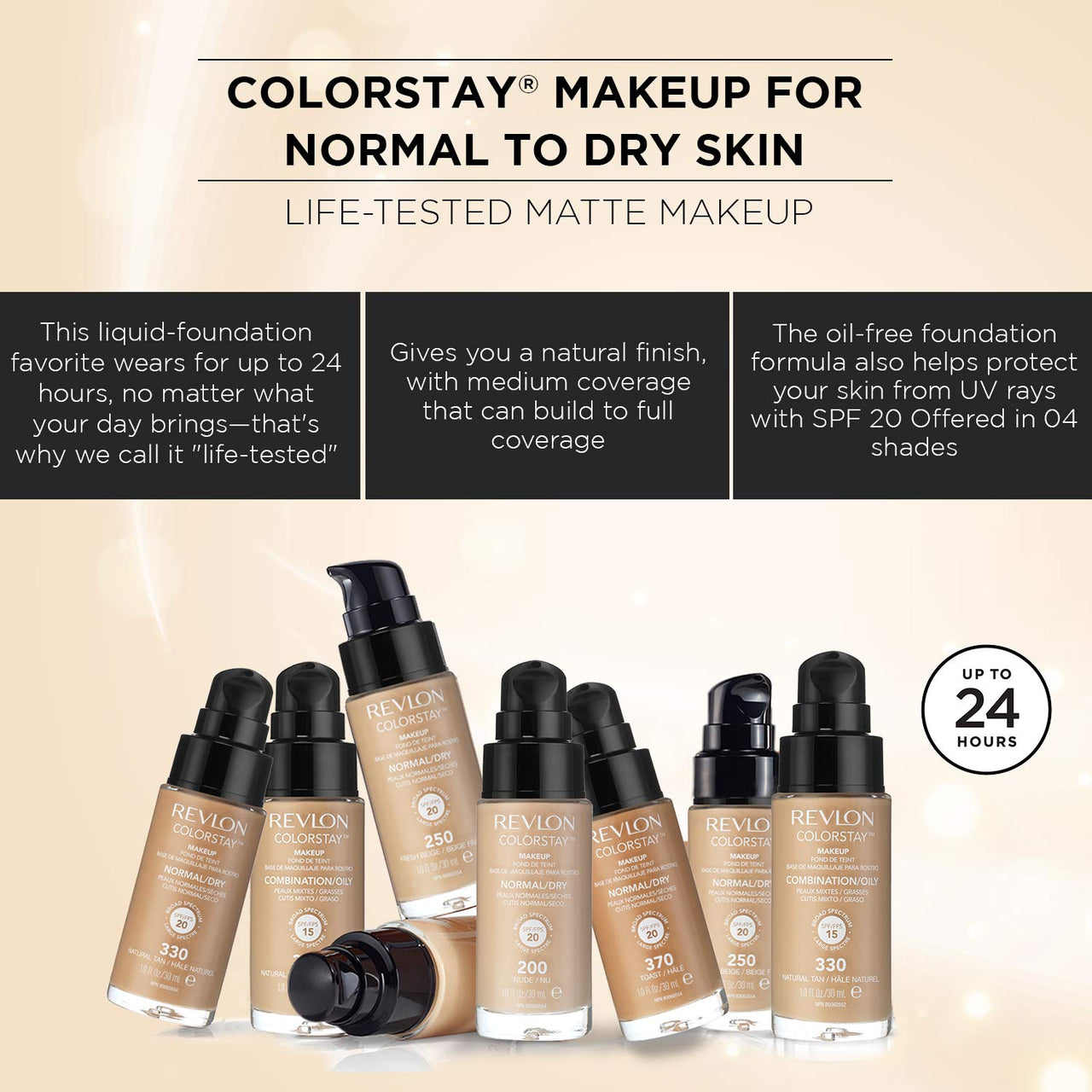 REVLON Matte Colorstay Combination/Oily Skin, Spf 15 Liquid Full Coverage Foundation For All Skin Type - Warm Golden, 30Ml