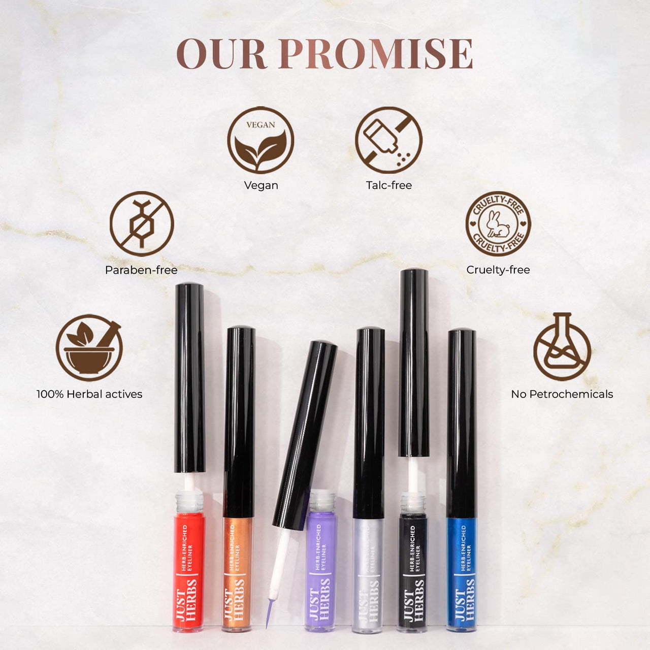 Just Herbs Eyeliner Waterproof And Smudge Proof, Long Lasting Matte Eyeliners 2 Ml (Deep Black)