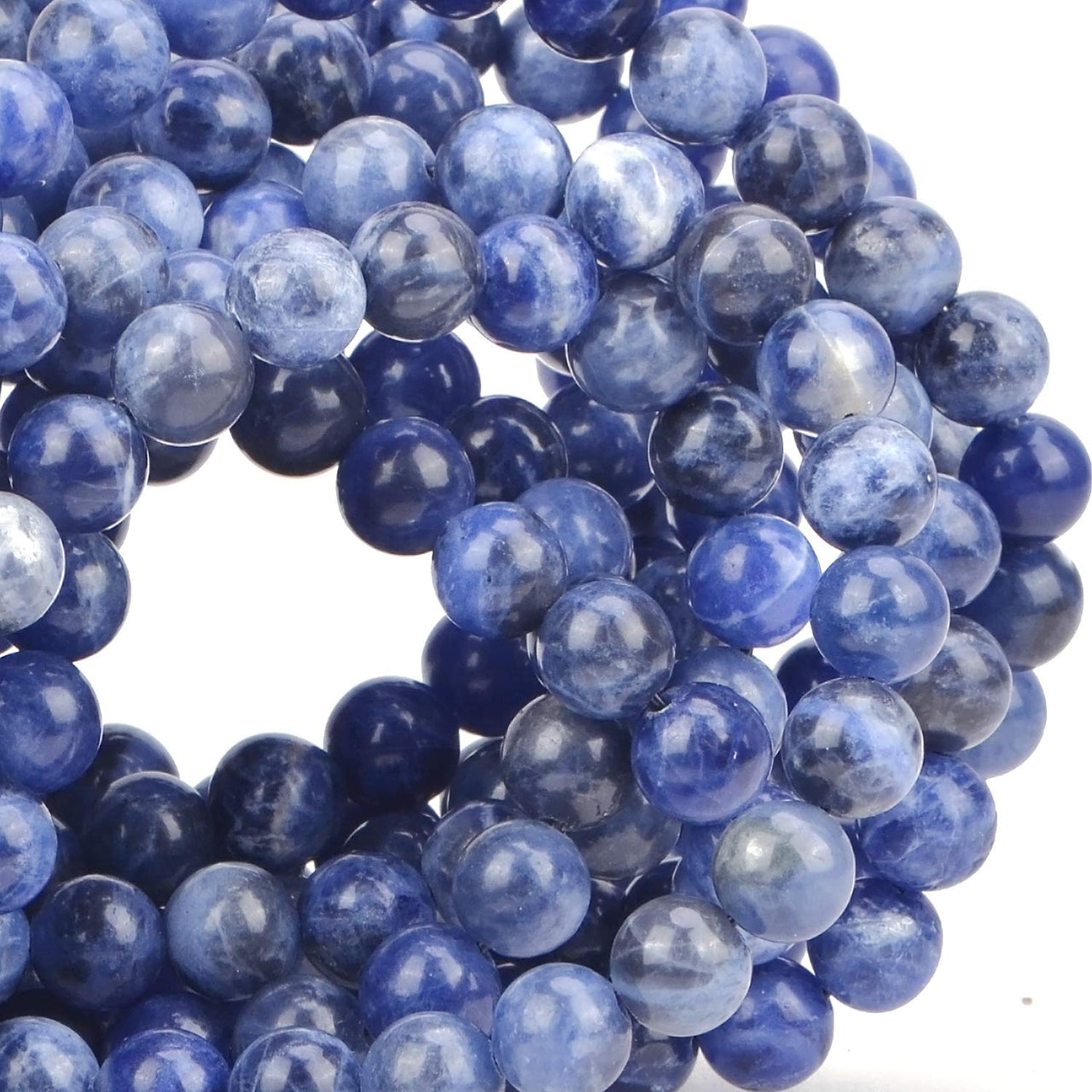 100Pcs Natural Crystal Beads Stone Gemstone Round Loose Energy Healing Beads with Free Crystal Stretch Cord for Jewelry Making (Blue Sodalite, 8MM) Blue Sodalite