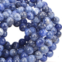 100Pcs Natural Crystal Beads Stone Gemstone Round Loose Energy Healing Beads with Free Crystal Stretch Cord for Jewelry Making (Blue Sodalite, 8MM) Blue Sodalite
