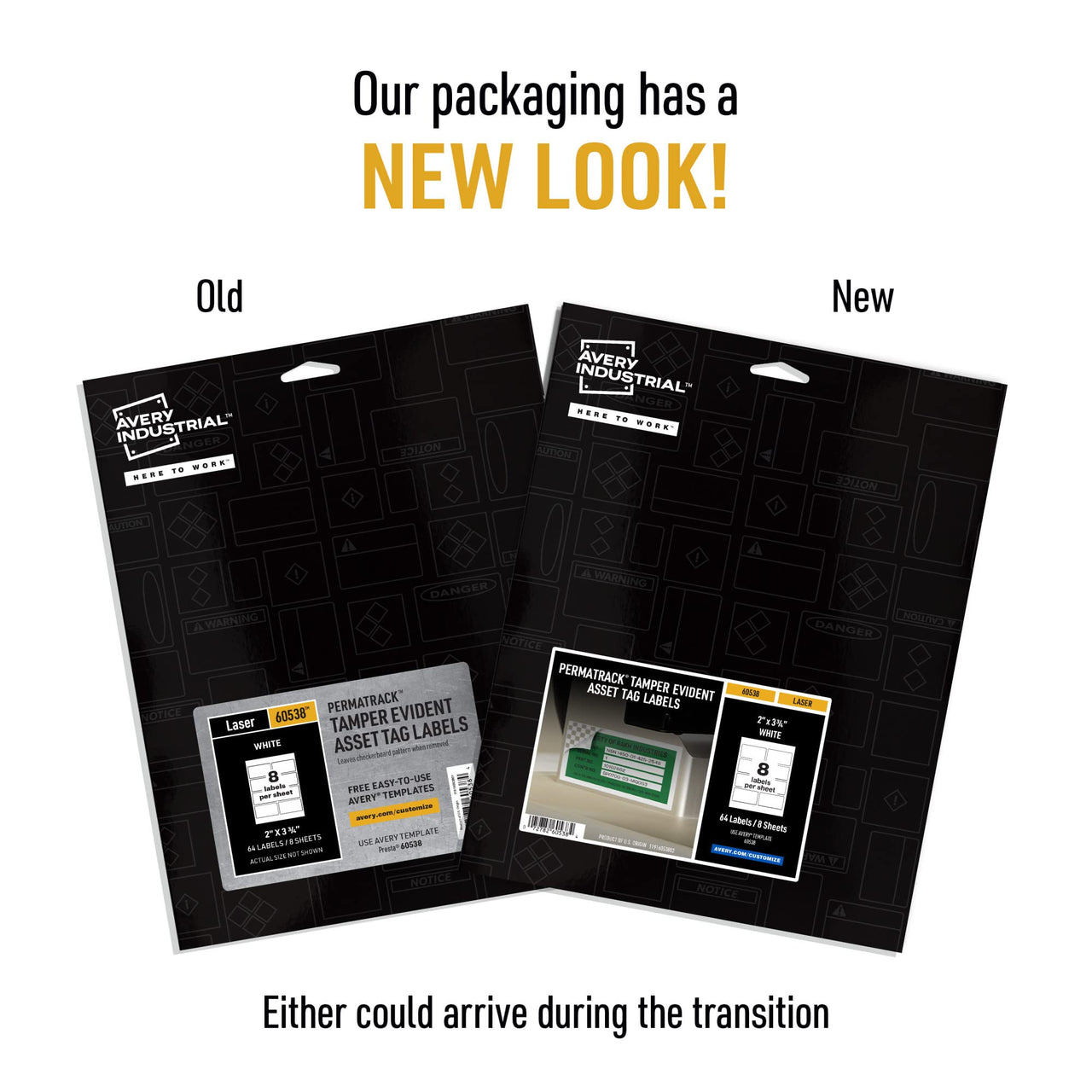 Avery White Asset Tag Labels, 3-3/4" x 2", Tamper-Evident Laser Printable Tags, 64 Waterproof Labels (60538) 3-3/4" x 2"