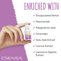 L'SENSA 0.3% Retinol Serum | Face Serum | Spotless Skin, Reduce fine Lines, Anti-wrinkle, Boost Collagen | For All Skin Types | 10 ML.