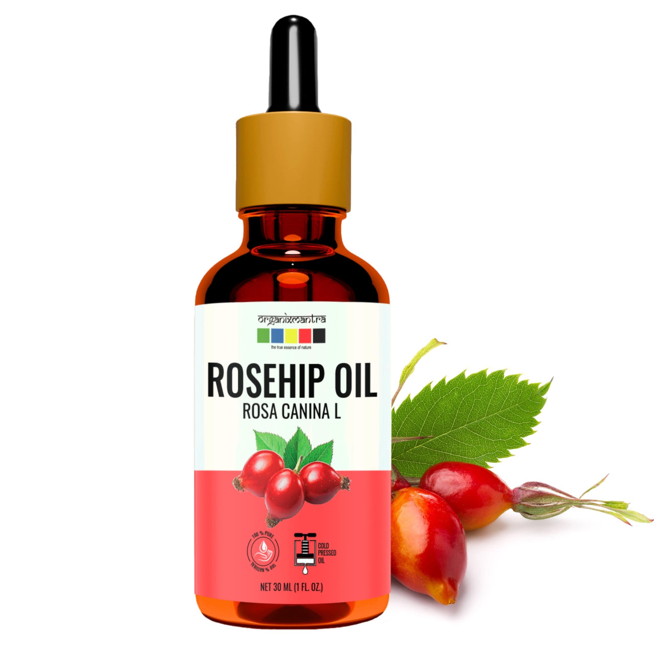 Organix Mantra Rosehip Seed Body Oil for Face Wrinkles, Fine Lines, Under Eye, Curly Hair | 100% Pure, Natural & Cold Pressed Oil, 30ML