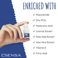 L'SENSA 10% Niacinamide Serum | Face Serum | Oil Free Radiance, Even-Toned skin, Clears Blemishes, Reduces Sebum & Pores | For All Skin Types | 10 ML.