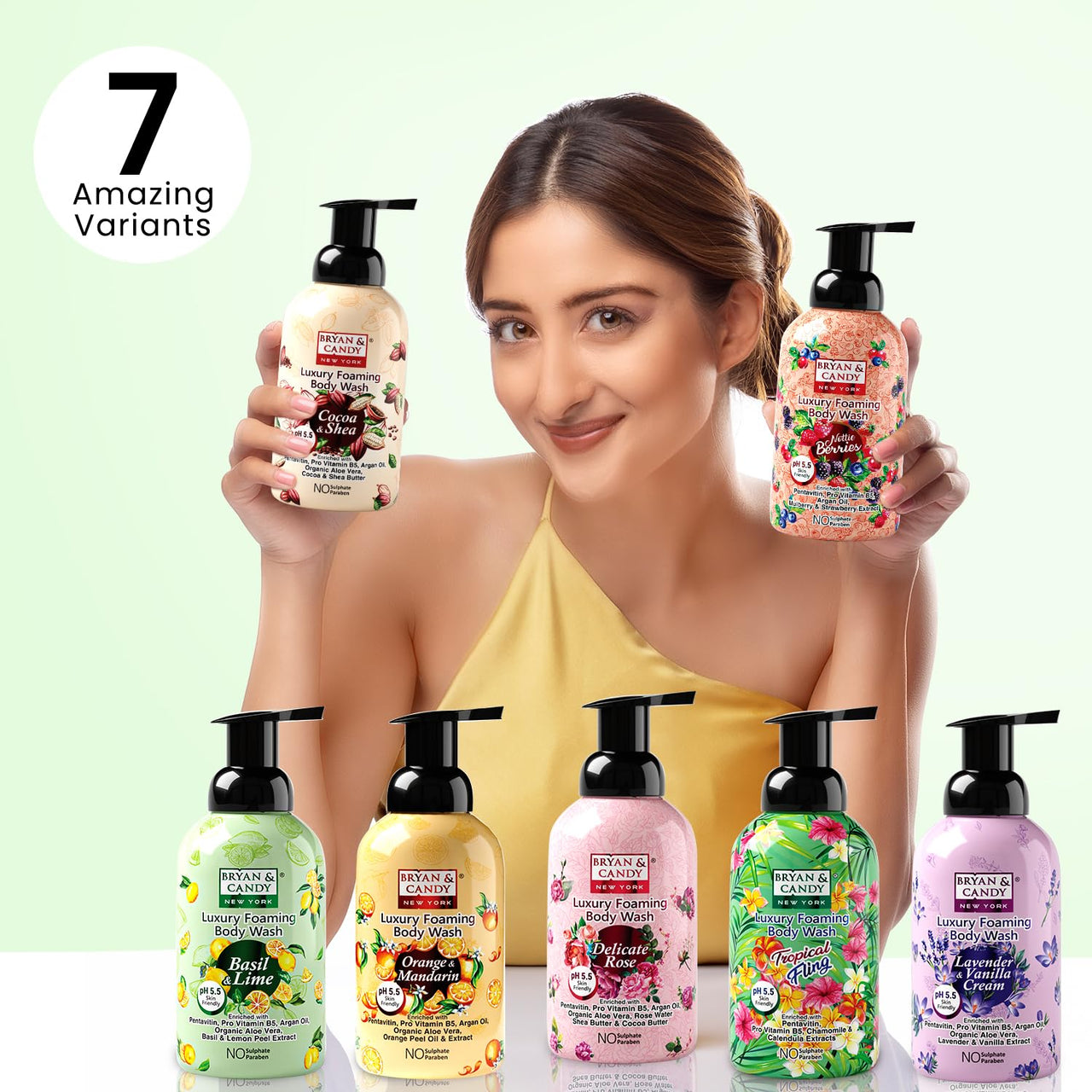 Bryan & Candy Luxury Foaming Body Wash with Pentavitin, Pro Vit B5, Argan Oil, Skin Friendly pH 5.5, All Skin Types, 400 Ml (Tropical Fling)