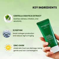Mirabelle Korea Cica-Pep Intensive Sunscreen SPF 50+ PA++++ | Lightweight & Hydrating | No White Cast | In-Vivo Tested | Koreana Skincare | For Men & Women | For All Skin Types | 50 ml