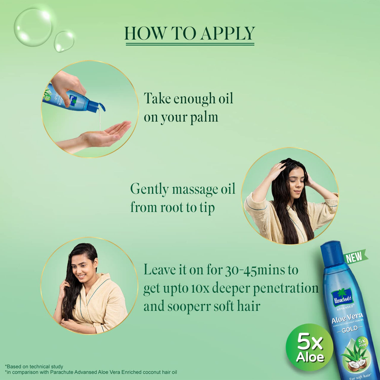 Parachute Advansed Aloe Vera GOLD Enriched Coconut Hair Oil, 5X Aloe Vera with Coconut Oil, Makes hair Sooperr soft, 250ml+ 400ml