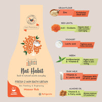 Nat Habit Fresh Masoor Rub Bath Ubtan, 2 Minute Body Scrub For Skin Softening & Radiance, Acne Control, Hydration, Wrinkle Protection, Ayurvedic Inspired, 80 g Each (Pack of 2)