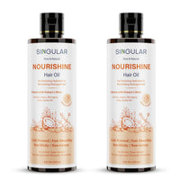 Singular Nourishine Hair Oil for Restores Hydration & Revitalizes Damaged Hair | Pure & Natural Cold Pressed Oil Infused with Nature's Best Coconut, Argan, Bhringraj, Amla, Jojoba Oil with Vitamin E | Ideal for Dry, Damaged & Chemically Treated Hair | 400