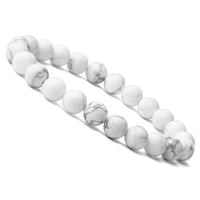 WRCXSTONE Natural 8mm Gorgeous Semi-Precious Gemstones Healing Crystal Stretch Beaded Bracelet Unisex Howlite