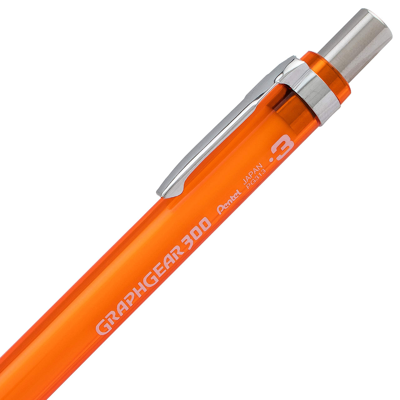 Pentel Arts GraphGear 300 Mechanical Pencil, (0.3mm) Extra-fine line, 1- Pack, Orange Barrel 0.3mm